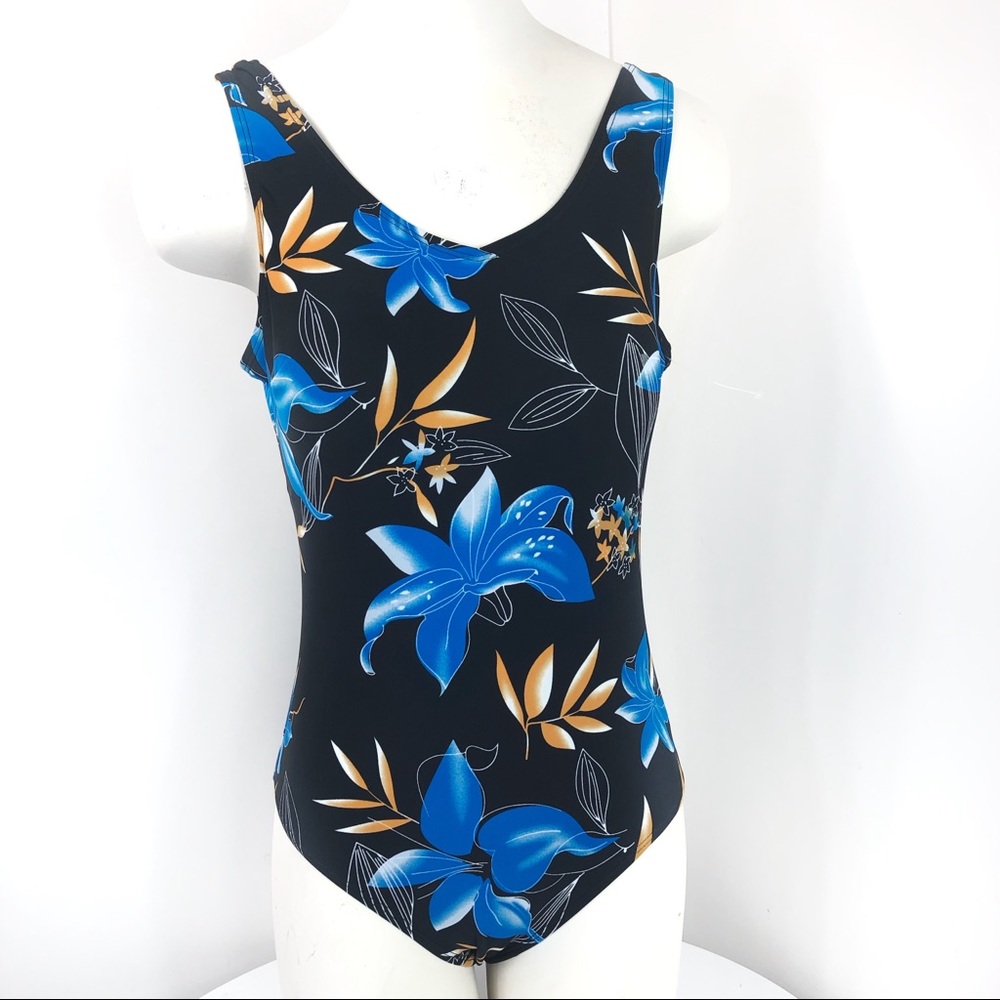 Bleu Ice floral one piece swimsuit blue size small
